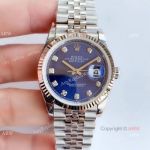 EW factory Rolex Datejust Stainless Steel Jubilee Blue Diamond Dial Watch 36mm